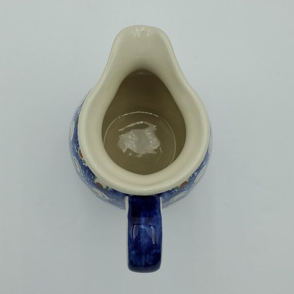 Polish Pottery Wiza Peacock Eyes Creamer Brown Eyed Peacock Small Pitcher - Picture 6 of 8